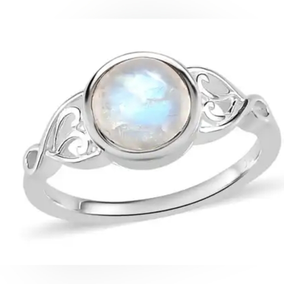 Kuisa Rainbow Moonstone Solitaire Ring in Sterling Silver 1.65 ctw s 5 - Picture 2 of 9